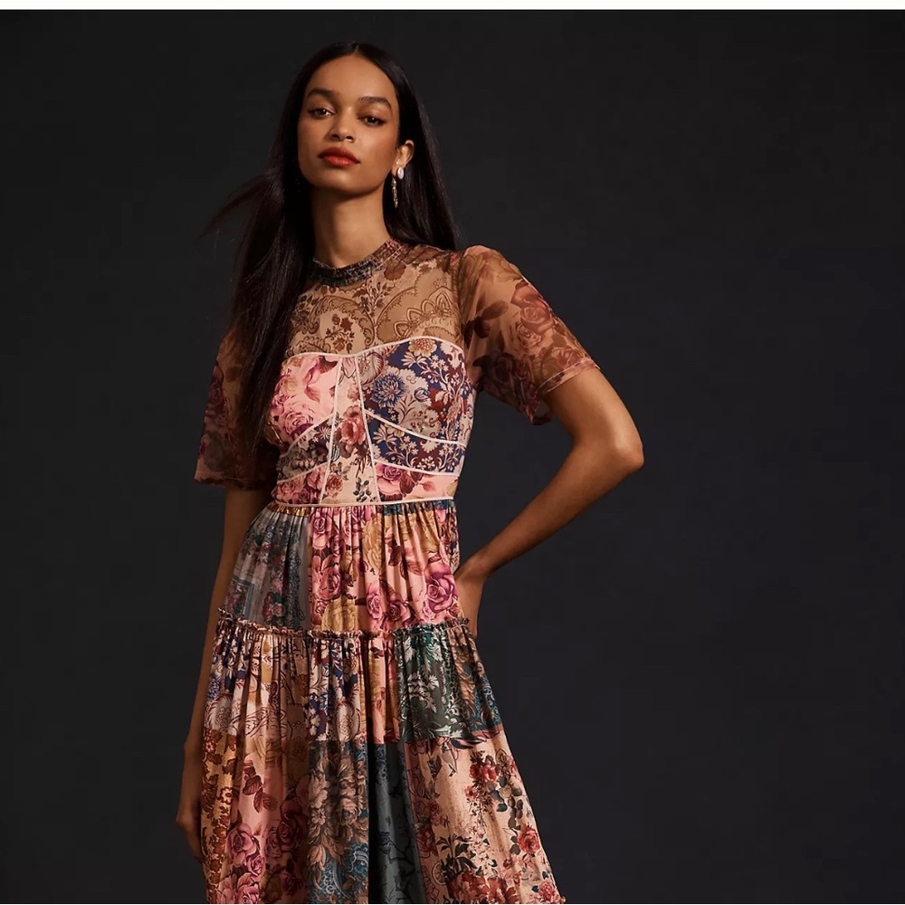 Geisha Designs Sheer Printed Maxi Dress